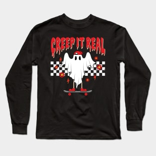 Retro Halloween Creep It Real Graphic Long Sleeve T-Shirt